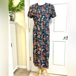 Vintage Positive Attitude Plus 14 Linen cottage floral pleated women’s boho